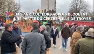 Les agriculteurs aubois bloquent une partie du centre-ville de Troyes