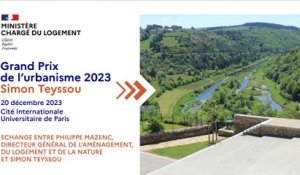 GPU 2023 - Échange entre Philippe Mazenc, directeur général de l’Aménagement, du Logement et de la Nature et et Simon Teyssou lauréat