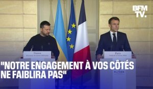 "Notre engagement à vos côtés ne faiblira pas": les allocutions d'Emmanuel Macron et Volodymyr Zelensky après leur rencontre à l'Élysée en intégralité