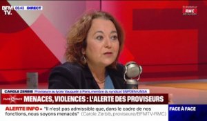 Menaces contre les proviseurs: "Les actes de violences physiques et verbales sont en hausse" affirme Carole Zerbib, proviseure au lycée Vauquelin à Paris, membre du syndicat SNPDEN-UNSA
