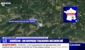 Ardèche: le président du Conseil départemental se dit "pessimiste" quant aux recherches pour retrouver l'homme disparu lors les intempéries
