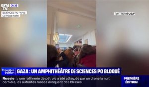 Un amphithéâtre de Sciences Po Paris occupé par des étudiants en soutien à Gaza