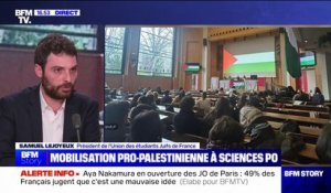 Mobilisation pro-palestinienne à Sciences Po: "Les étudiants juifs" de l'école "se sentent dans un climat de danger", assure Samuel Lejoyeux (président de l'Union des étudiants Juifs de France)