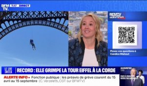 "Ça m'a pris 18 minutes": l'athlète Anouk Garnier bat un record du monde en grimpant à la corde jusqu'au deuxième étage de la tour Eiffel