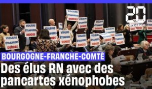 « Violeurs étrangers dehors » : des élus RN brandissent des pancartes xénophobes en conseil régional