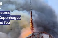 Un impressionnant incendie embrase la Bourse de Copenhague, sa célèbre flèche s'effondre