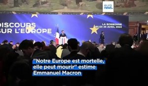 "Notre Europe peut mourir", avertit Emmanuel Macron, qui appelle à "faire des choix maintenant"