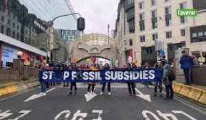 Manifestation “Extinction Rebellion”: Blocage de la rue Belliard à Bruxelles