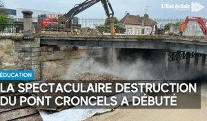 La spectaculaire destruction du pont Croncels a débuté ce 8 mai