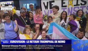 Les images du retour triomphal de Nemo, le gagnant de l'Eurovision, en Suisse