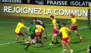 TOP 14 - Essai de Théo NTAMACK (ST) - Stade Toulousain - USA Perpignan