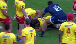 TOP 14 - Essai de Lenni NOUCHI (MHR) - Montpellier Hérault Rugby - USA Perpignan