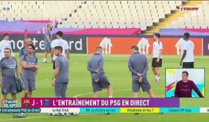 Joao Neves, Fabian Ruiz et Vitinha s'entraînent à Montjuïc - Foot - Ligue des champions - PSG