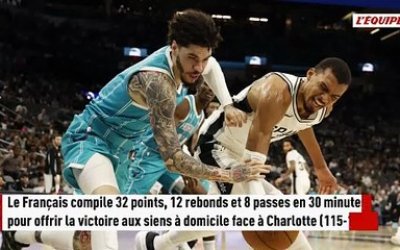 Retour gagnant pour Wembanyama, intenable lors de la victoire des Spurs contre les Hornets - Basket - NBA