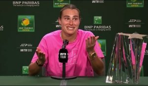 BNP Paribas Open 2026 - Aryna Sabalenka titrée : "Je vais prendre deux espresso martinis et des plats à emporter !"