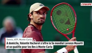 À domicile, Valentin Vacherot s'offre le 5e mondial Lorenzo Musetti et se qualifie pour les 8es à Monte-Carlo - Tennis - Monte-Carlo