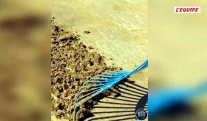 Des dessins géants éphémères : le bel hommage d'un artiste à Charlie Dalin sur la plage des Sables-d'Olonne - Voile