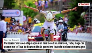 Vainqueur de la 6e étape après un raid de 43 kilomètres, Tadej Pogacar assomme le Tour de France dès la première journée de haute montagne - Cyclisme - Tour de France 2026