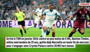 Crystal Palace officialise l'arrivée de Quinten Timber en provenance de l'OM pour 20 M€ - Foot - Transferts