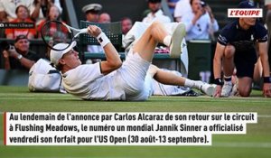 Genou droit insuffisamment remis, Jannik Sinner annonce son forfait pour l'US Open - Tennis - US Open