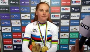 Championnats du Monde UCI Montréal 2026 - Felicity Wilson-Haffenden après sa médaille d'or sur le contre-la-montre