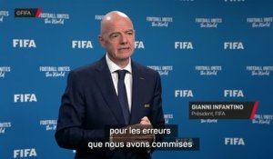 International - Infantino présente ses excuses
