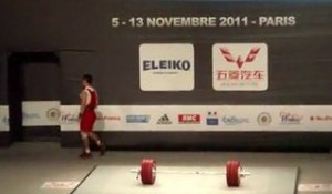 Weightlifting World Championships Paris 2011 - M69kg - World Champion at Clean and Jerk and Total Deshang TANG - Clean and Jerk 3 - 186kg