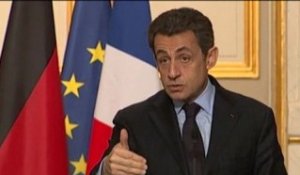 Conférence de presse conjointe de Nicolas Sarkozy et Angela Merkel