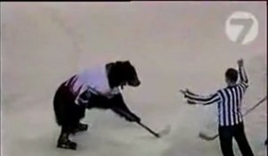 Ours joue au hockey sur glace
