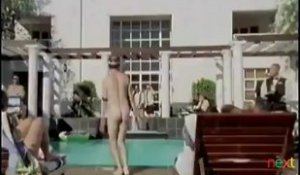 Naked weirdo dances Daddy cool at hotel pool