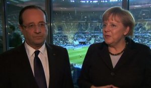 Interview avec Angela MERKEL au Stade de France avant le match France-Allemagne