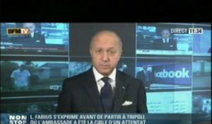 Attentat de Tripoli - Réaction de Laurent Fabius (BFMTV, 23.04.2013)
