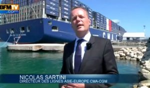 François Hollande inaugure le porte-containers "Jules Vernes" - 04/06