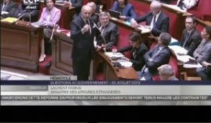 Réponse de Laurent Fabius à une question d'actualité à l'Assemblée nationale sur les printemps arabes (03.07.2013)