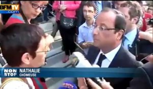 Une chômeuse interpelle François Hollande à La Roche-sur-Yon - 06/08