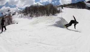 One Trick Max Hill Butters the Sht Out of the New Afterbangs, Almost Chops Snowboarders Head Off