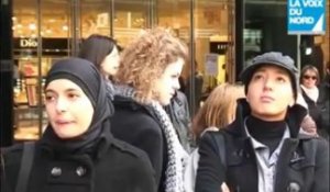 Journée sans immigrés : freeze dans une rue piétonne de Lille