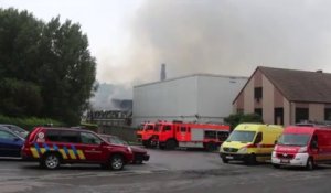 Incendie à l'usine de confiseries Lutti à Bois d'Haine
