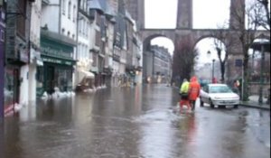 Morlaix (29). Le centre-ville inondé