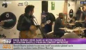 Showbiz: "M, l'artiste tout-terrain": un concert dans le métro parisien - 24/11