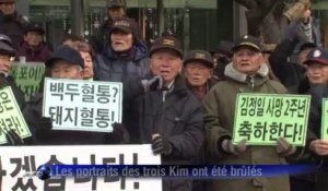 A Séoul, les Sud-coréens brûlent des effigies de Kim Jong-un