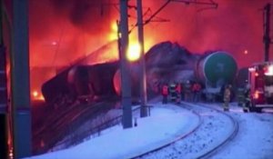 Gigantesque incendie d'un train de gaz naturel en Russie