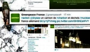 Greenpeace déverse cinq tonnes de charbon devant les grilles de l'Elysée - 19/02