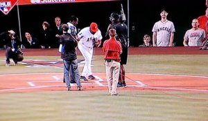 Baseball Angels coach Don Baylor injures leg receiving first pitch from Guerrero