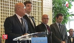 Passation de pouvoir groupée à Bercy entre Moscovici, Sapin et Montebourg