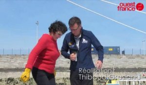 Route du Rhum : Isabelle Autissier baptise le trimaran de Pierrick Tollemer