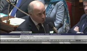 Syrie : Laurent Fabius répond à une question à l'Assemblée nationale (30/04/2014)