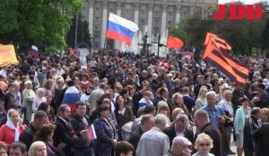 Le 9 mai à Donetsk : une cérémonie en soutien à la Russie