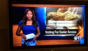 Une présentatrice dérape pendant un reportage sur le cannabis