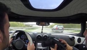 Autobahn runs Koenigsegg Agera R 340+ km_h (215+ mph) casual driving towards the testtrack